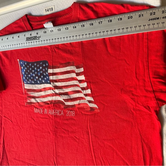 Made In The USA Men’s Short T-shirt size XL (46-48), Red, American Flag - Picture 2 of 7